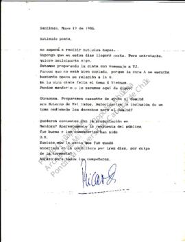 Ricardo García sobre cinta Homenaje a Víctor Jara y casete de ayuda al comité pro Retorno de Exil...