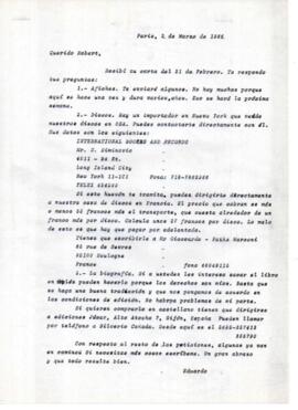 Respuesta de Eduardo Carrasco a Roberto sobre difusión de Quilapayún en Estados Unidos
