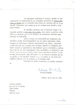 Solicitud de poemas de Soledad Bianchi a Eduardo Carrasco