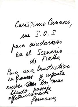 Hermana solicita a Eduardo Carrasco un texto para traducir al francés